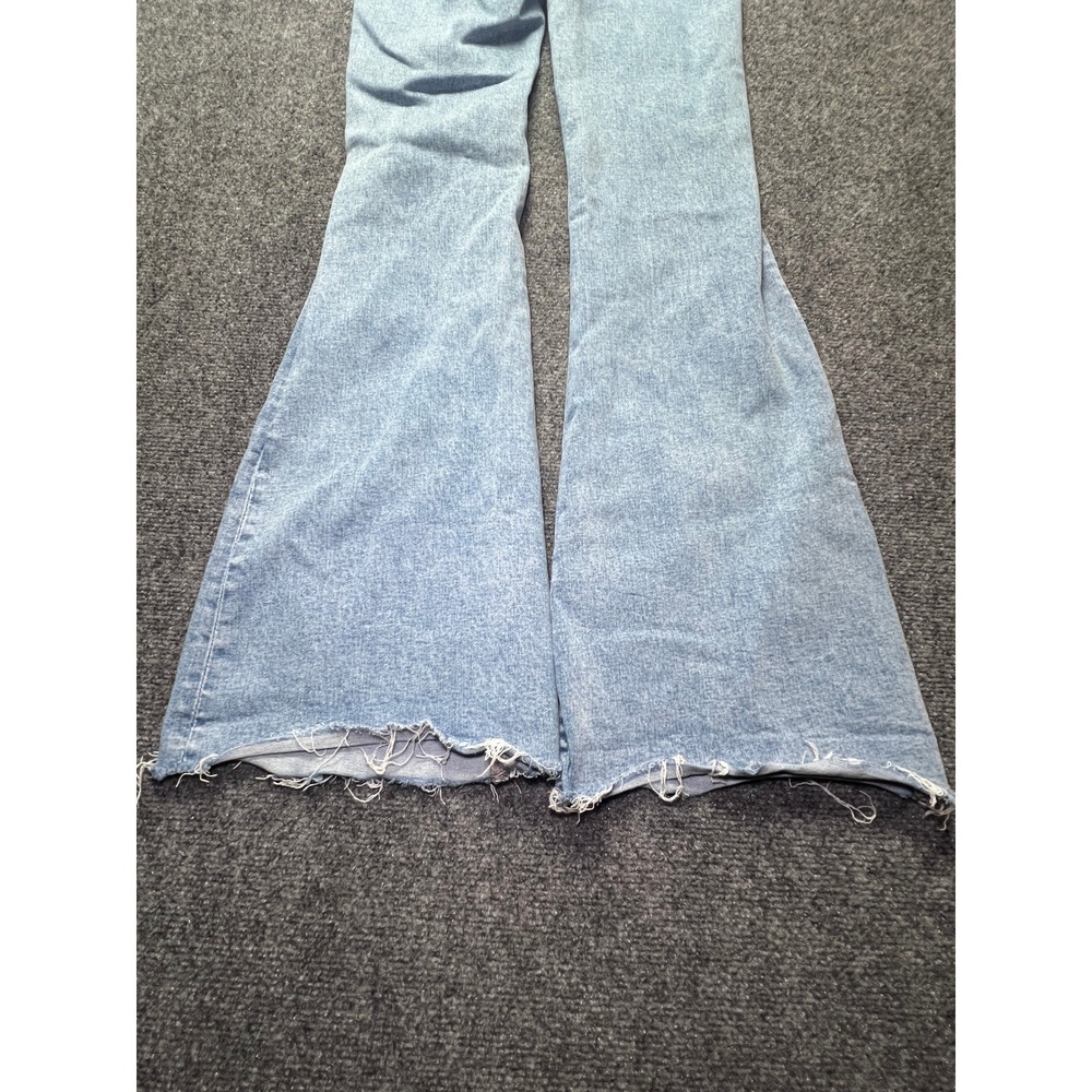 American Eagle Super High-Rise Flare Jeans Light Wash Distressed Size 4 Long - Picture 8 of 14